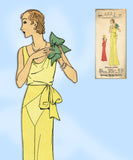 Pictorial Review 5891: 1930s Rare Uncut Evening Gown 40B Vintage Sewing Pattern