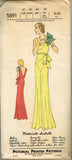 Pictorial Review 5891: 1930s Rare Uncut Evening Gown 40B Vintage Sewing Pattern