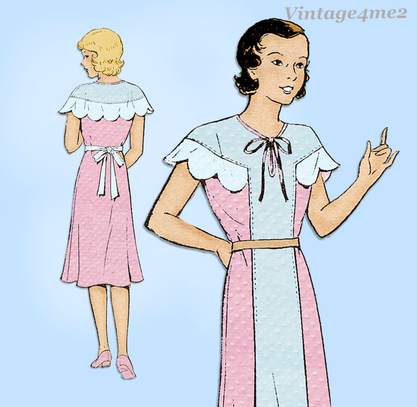 Pictorial Review 6144: 1930s Sweet Girls Party Dress Sz12 Vintage Sewing Pattern