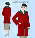 Pictorial Review 7314: 1930s Misses Swagger Coat Sz 32 B Vintage Sewing Pattern