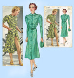 Pictorial Review 8683: 1930s Misses Button Up Dress 32 B Vintage Sewing Pattern