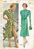 Pictorial Review 8683: 1930s Misses Button Up Dress 32 B Vintage Sewing Pattern