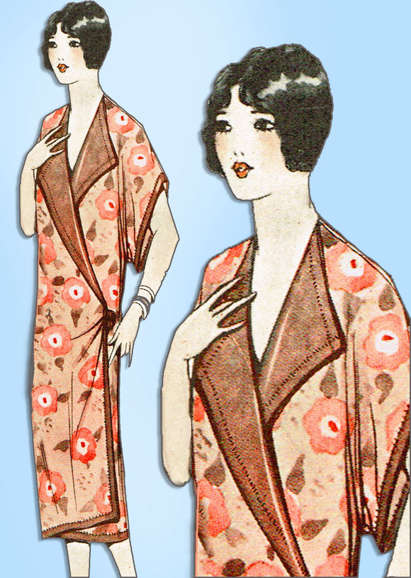 1920s VTG Pictorial Review Sewing Pattern 2347 Misses Flapper Kimono Robe Sz 38B