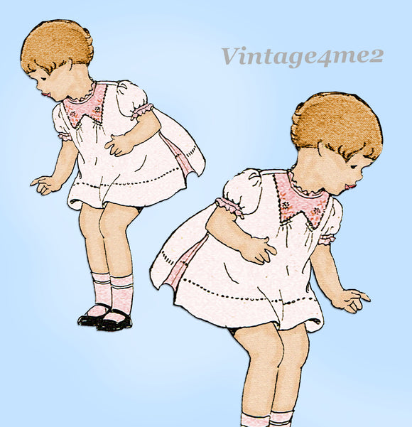 Pictorial Review 2937: 1920s Sweet Baby Girls Dress Sz 1 Vintage Sewing Pattern