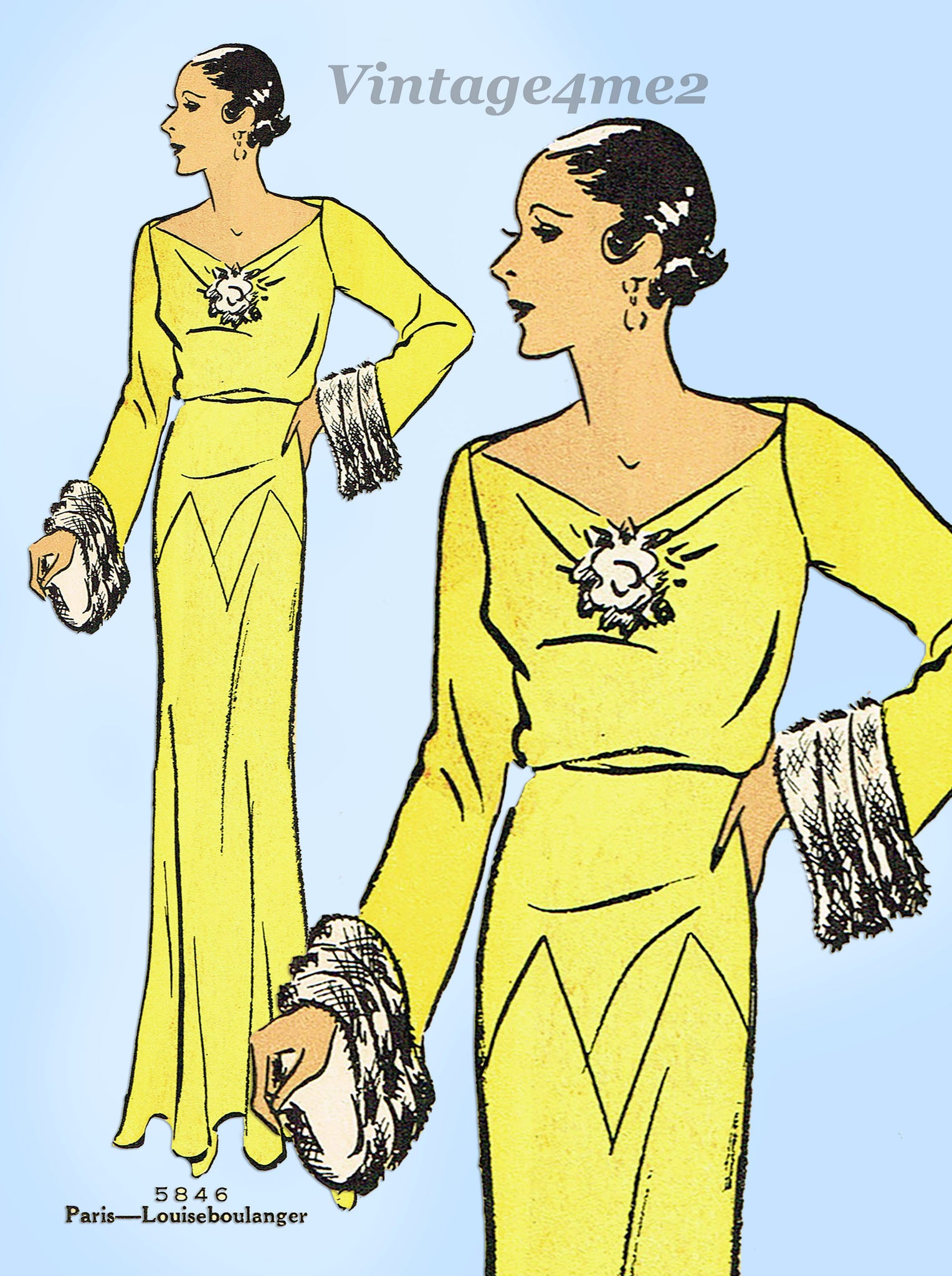 1930s Evening Gown PDF Crochet E-pattern Download Size 32-34 Bust - Etsy