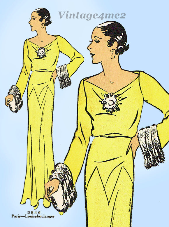 1920s Fishtail Evening Gown INSTANT DOWNLOAD Reproduction 1929 Sewing  Pattern Z5941 Small Multi Size bust 32-36 PDF Print at Home - Etsy