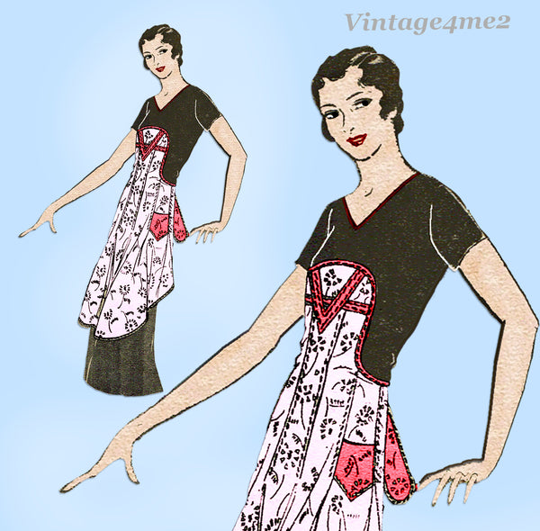 1920s Uncut Pictorial Review Minute Maid Apron Fits All Vintage Sewing Pattern