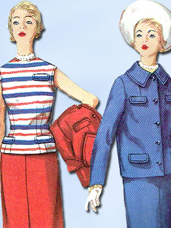 1950s Vintage Simplicity Sewing Pattern 1002 Uncut Misses 3 PC Suit Sz 32 Bust - Vintage4me2