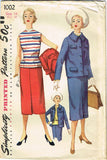 1950s Vintage Simplicity Sewing Pattern 1002 Uncut Misses 3 PC Suit Sz 32 Bust - Vintage4me2