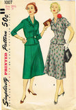 1950s Original Vintage Simplicity Sewing Pattern 1007 Uncut Misses Suit Sz 39 B