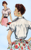 1950s Vintage Simplicity Sewing Pattern 1012 FF Misses Blouse Tucked Back Sz 14