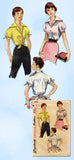 1950s Vintage Simplicity Sewing Pattern 1012 FF Misses Blouse Tucked Back Sz 14