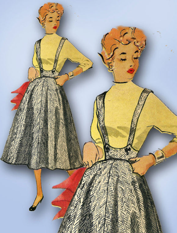 1950s Vintage Simplicity Sewing Pattern 1013 Uncut Misses Skirt Size 25 Waist