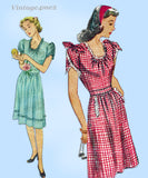 1940s Vintage Simplicity Sewing Pattern 1018 Easy WWII Misses Day Dress Size 32B