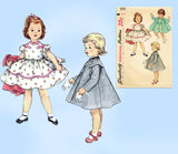 1950s Vintage Simplicity Sewing Pattern 1021 Toddler Girls Dress & Coat Sz 2