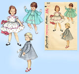 1950s Vintage Simplicity Sewing Pattern 1021 Toddler Girls Dress & Coat Sz 2