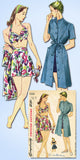 1940s Original Vintage Simplicity Pattern 1022 Misses 2 PC Bathing Suit & Dress