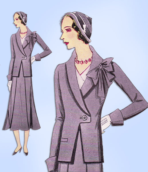 1930s Vintage Simplicity Sewing Pattern 1027 Uncut Plus Size Womens Suit Sz 46 B