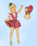 1940s Vintage Simplicity Sewing Pattern 1031 Toddler Girls Dress & Bonnet Size 4