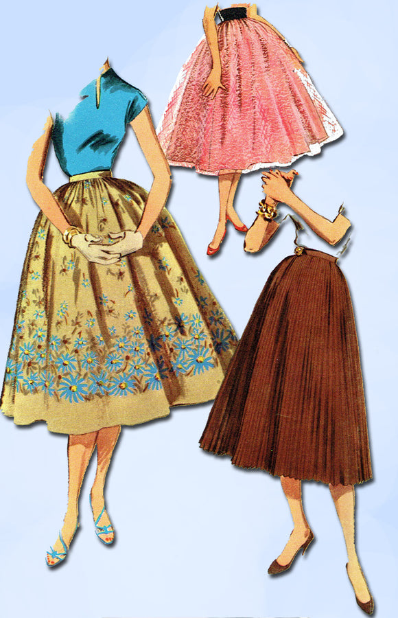 1950s Vintage Simplicity Sewing Pattern 1033 Uncut Easy Misses Skirt Set Sz 24 W