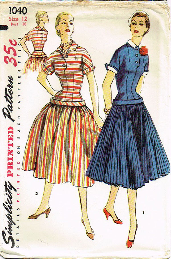 1950s Vintage Simplicity Sewing Pattern 1040 Uncut Misses Drop Waist D   Vintage4me2