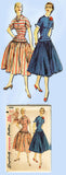 1950s Vintage Simplicity Sewing Pattern 1040 Uncut Misses Drop Waist Dress 34B
