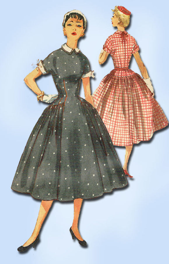 1950s Vintage Simplicity Sewing Pattern 1042 FF Misses Rockabilly Dress Sz 29 B - Vintage4me2
