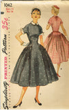 1950s Vintage Simplicity Sewing Pattern 1042 FF Misses Rockabilly Dress Sz 29 B - Vintage4me2