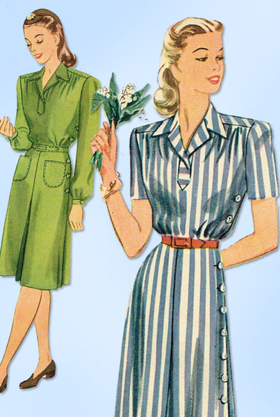 1940s Original Vintage Simplicity Pattern 1046 Uncut WWII Dress Sz 30B ...