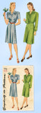 1940s Original Vintage Simplicity Pattern 1046 Uncut WWII Dress w Side Buttons