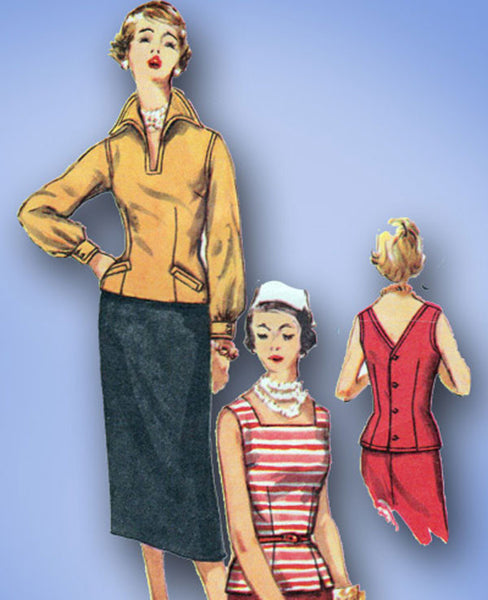 1950s Vintage Misses' Suit Uncut 1955 Simplicity Sewing Pattern 1053 Size 12