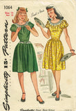 1940s Vintage Simplicity Sewing Pattern 1064 Easy Teen Misses Dress Sz 32 B