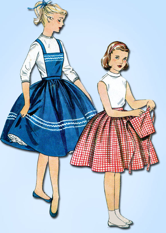 1950s Vintage Simplicity Sewing Pattern 1067 Uncut Simple Girls Skirt Size 7