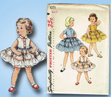 1950s Vintage Toddler Girls Dress Uncut 1955 Simplicity Sewing Pattern 1071 Sz 6