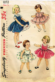 1950s Original Vintage Simplicity Pattern 1072 Uncut Baby Girls Dress & Jumper