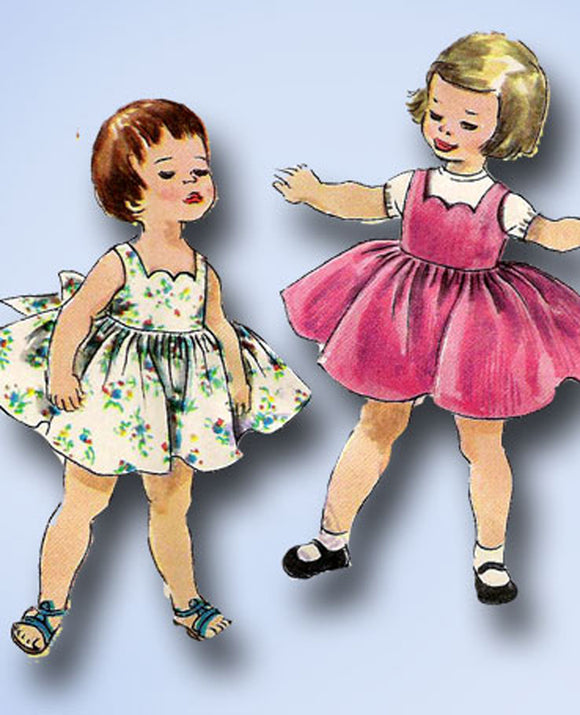 1950s Original Vintage Simplicity Pattern 1072 Uncut Baby Girls Dress & Jumper