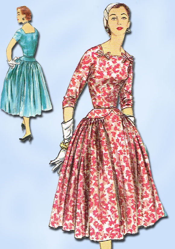 1950s Vintage Simplicity Sewing Pattern 1073 Misses Cocktail Dress Size 12 Uncut