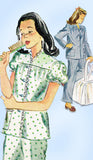 1940s Vintage Simplicity Sewing Pattern 1077 WWII Misses 2 Pc Pajamas Size 32 B