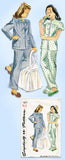 1940s Vintage Simplicity Sewing Pattern 1077 WWII Misses 2 Pc Pajamas Size 32 B