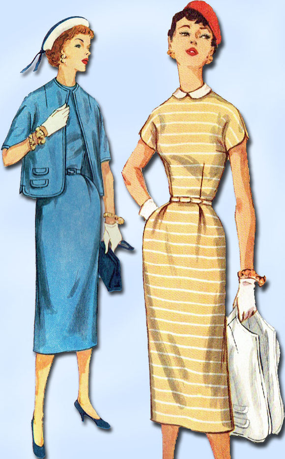 1950s Vintage Simplicity Sewing Pattern 1078 Uncut Misses Dress Sz 30 Bust