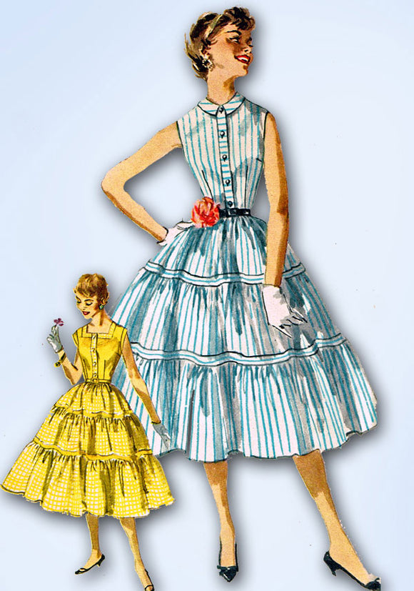 1950s Vintage Misses Sun Dress Uncut 1955 Simplicity Sewing Pattern 1082 Size 16