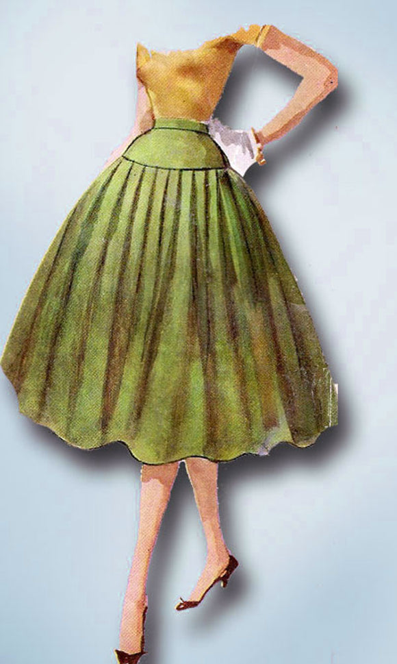 1950s Vintage Misses Simple Skirt Uncut 1955 Simplicity Sewing Pattern 1086 25W