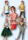 1950s Vintage Simplicity Sewing Pattern 1088 Easy Uncut Misses Blouse Size 12