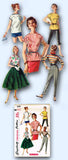 1950s Vintage Simplicity Sewing Pattern 1088 Easy Uncut Misses Blouse Size 12