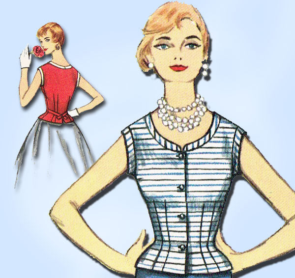 1950s Vintage Misses Blouse Uncut Simplicity Sewing Pattern 1090 Sz 12
