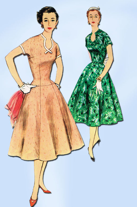 1950s Vintage Simplicity Sewing Pattern 1091 Misses Drop Waist Dress Size 16 FF