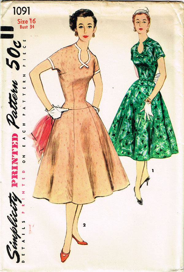 1950s Vintage Simplicity Sewing Pattern 1091 Misses Drop Waist Dress S Vintage4me2 1950s Vintage Simplicity Sewing Pattern 1091 Misses Drop Waist Dress S Vintage4me2