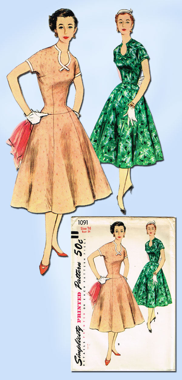 1950s Vintage Simplicity Sewing Pattern 1091 Misses Drop Waist Dress S Vintage4me2 1950s Vintage Simplicity Sewing Pattern 1091 Misses Drop Waist Dress S Vintage4me2