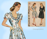 Simplicity 1092: 1940s Charming WWII Misses Dress Sz 29 B Vintage Sewing Pattern