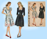 Simplicity 1092: 1940s Charming WWII Misses Dress Sz 29 B Vintage Sewing Pattern